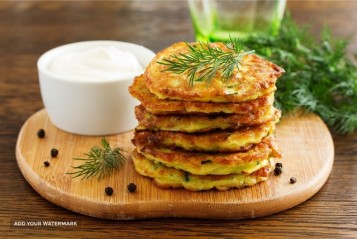 yogurt with vegetable fritters