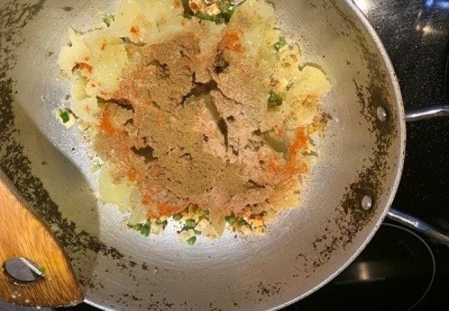 Mix with spices and mashed potatoes